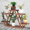 6 Tiered Wood Plant Stand Indoor Outdoor Carbonized Triangle Corner Plant Rack