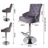 Luxury Black Velvet Swivel Bar Stool with Lion Knocker & Cross stitch High Back