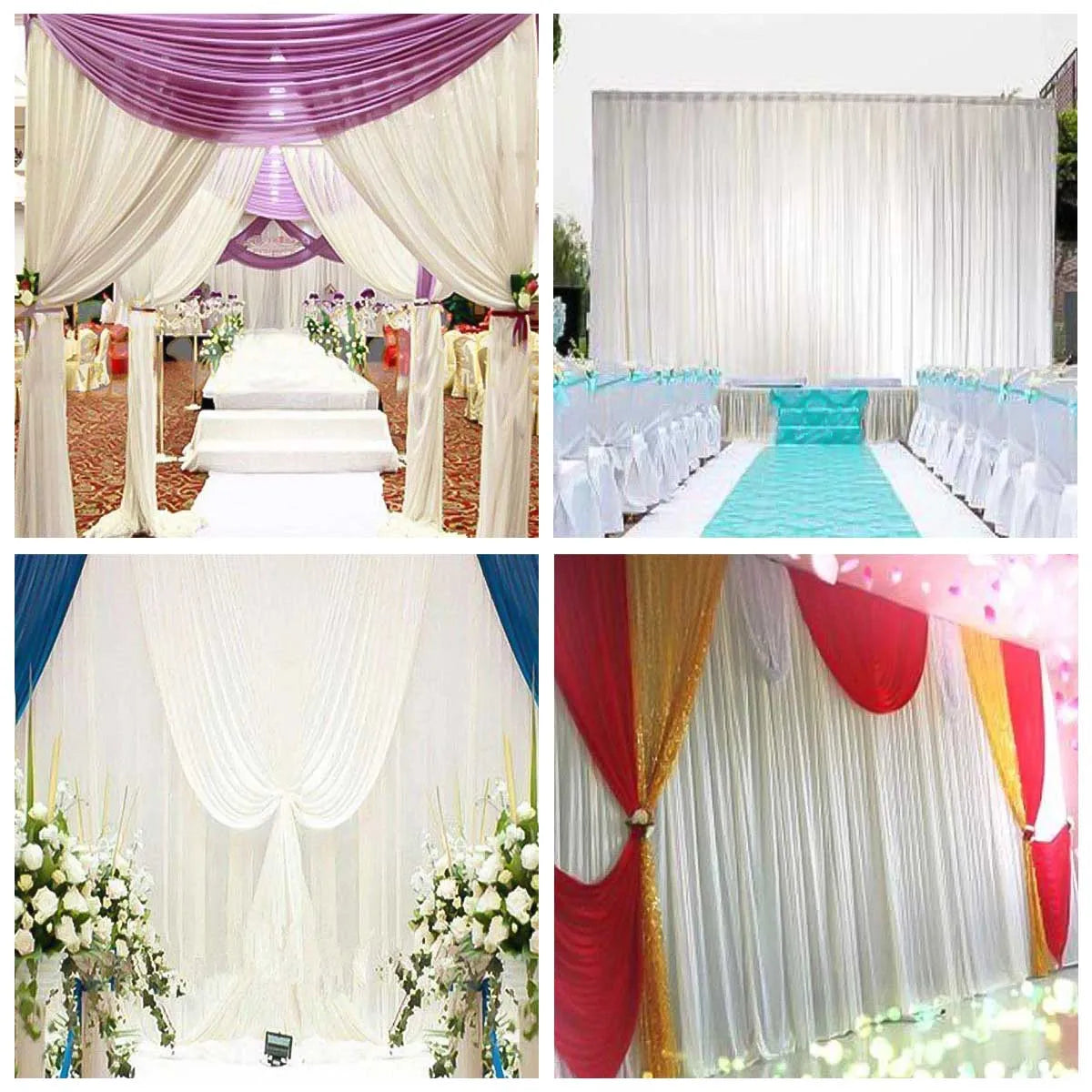 6.5ft Silk White Backdrop Drapes Curtain Wedding Ceremony Party Home Window Decor