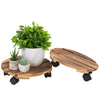 2 pack Plant Caddy 12’’Wood Duty Round Plant Roller with 2 360° Lockable Caster Wheels,Indoor Outdoor on Roller Patio/Flower Pot