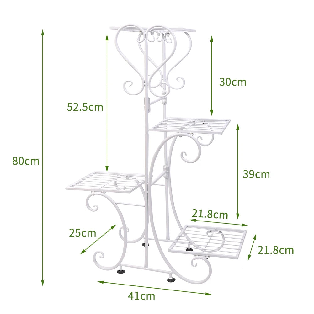 4 Tier 4 Potted Metal Plant Stand Indoor Outdoor Multiple Flower Pot Holder Shelf Plant Stander Flower Pots Holder Plant Storage