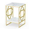 Luxury Marble Tea Coffee Cafe Table Living Room Office Laptop Sofa End Side Gold Frame Desk