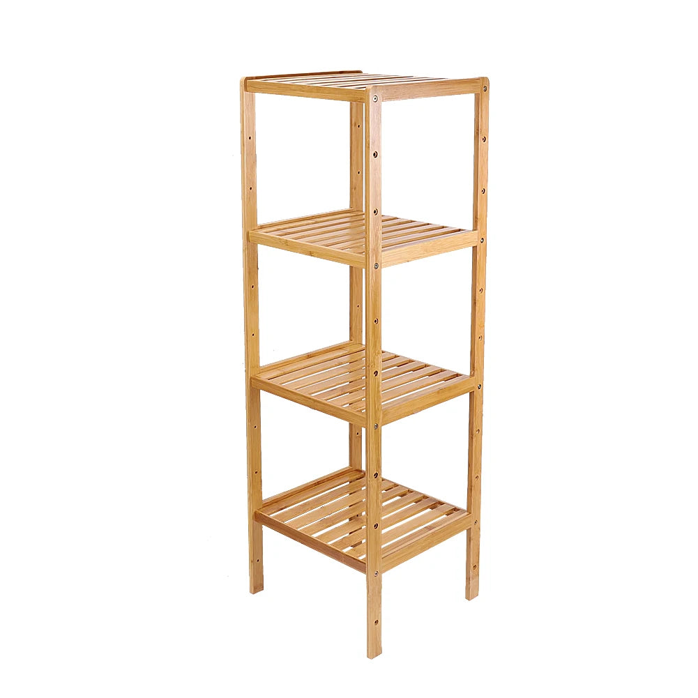 4 Tier Bamboo Storage Shelving Unit Kitchen Display Shelf Plant Rack for Home