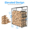 Extra Large Tall Outdoor Firewood Rack with Cover Heavy Duty Square Strong Stand Rack with Waterproof Cover for Fireplace Garden