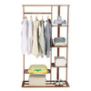 3-in-1 Bamboo Hall Tree, Clothes Rack with Shelves & Shoe Bench, Heavy Duty Clothes Organizer with hanging Rod