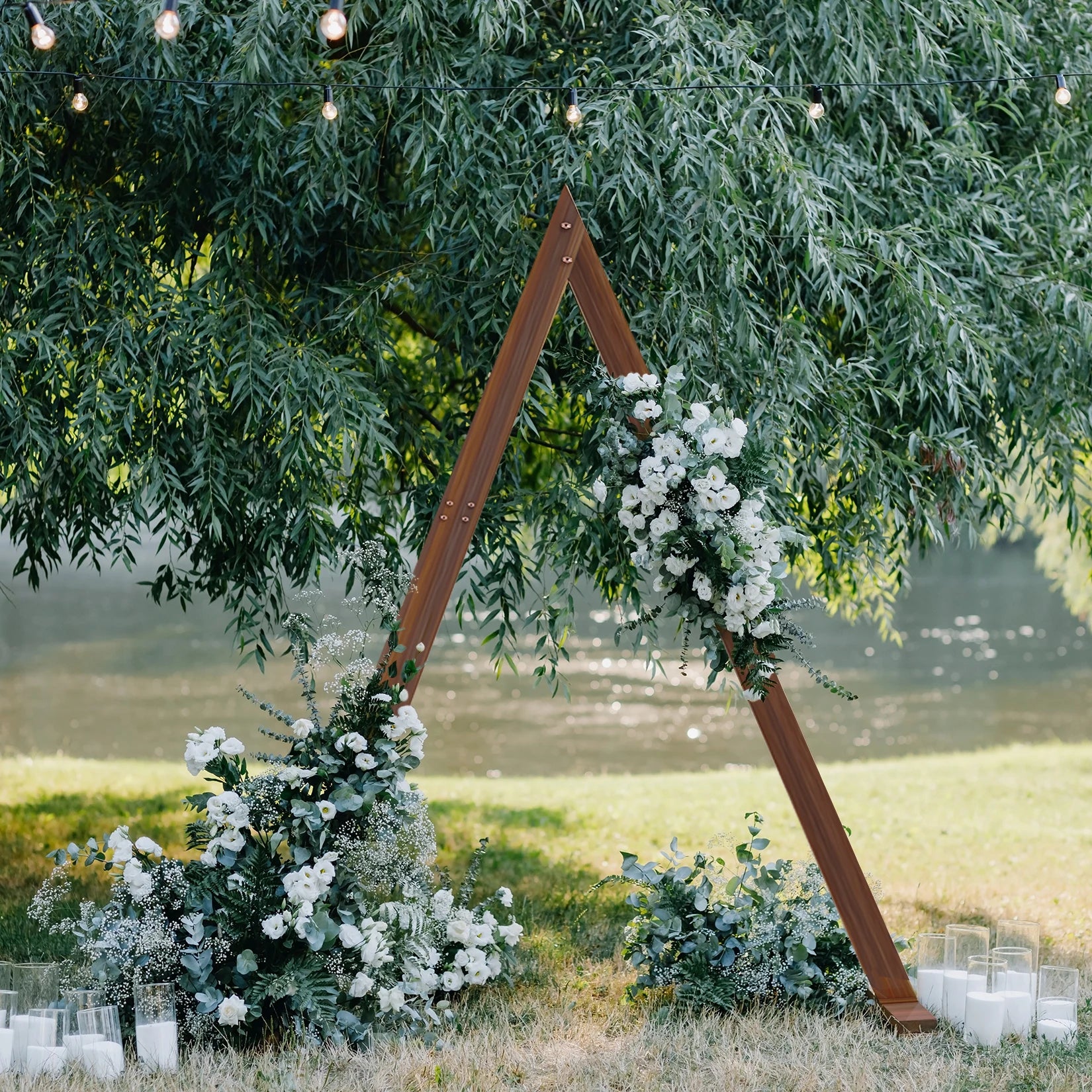 Triangle Arch Wooden Arch for Wedding Ceremony, Wooden Arch Decor Rustic Wedding Arch Decorations for Garden Wedding, Parties