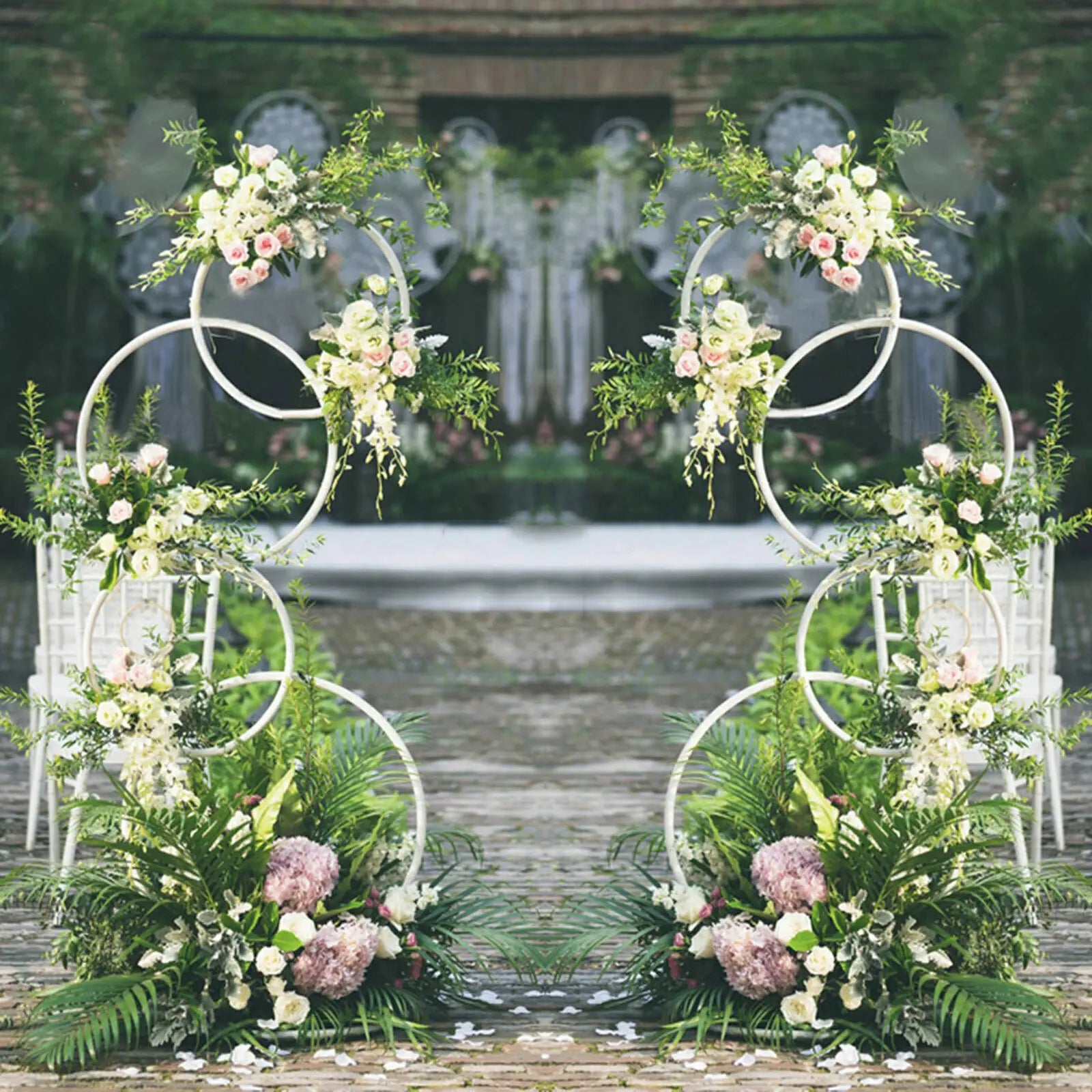 Wedding Flower Display Frame Round Arch White Metal Circle Backdrop Stand Party Wedding Ceremony