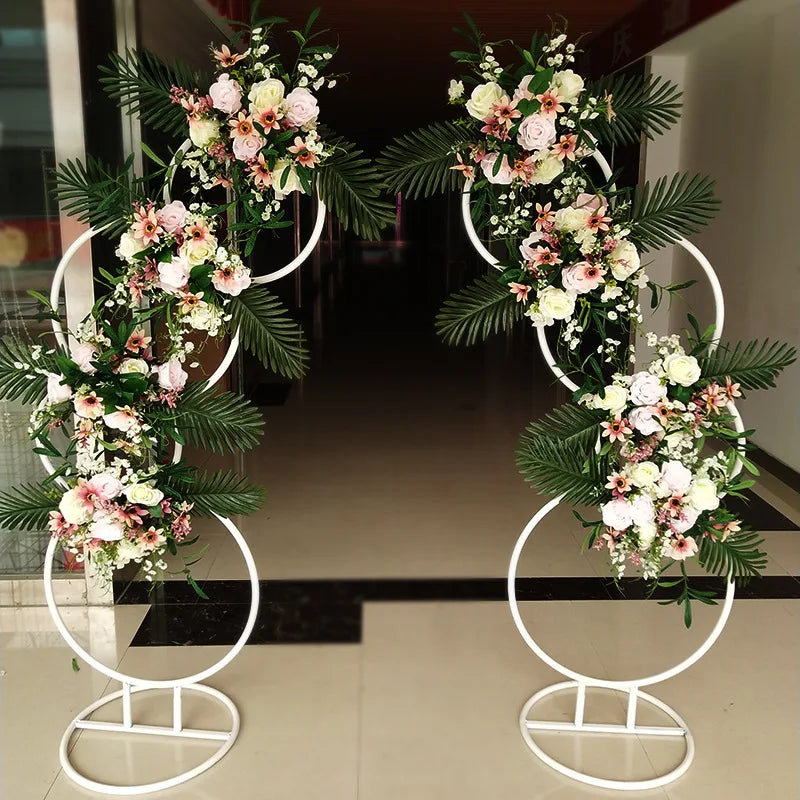 Wedding Flower Display Frame Round Arch White Metal Circle Backdrop Stand Party Wedding Ceremony