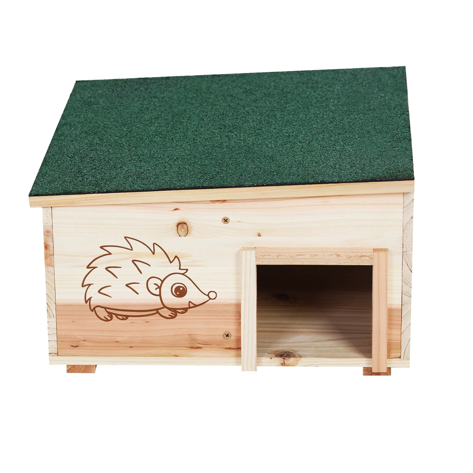 Hedgehog House Wooden Garden Nature Hibernation Box with Waterproof Pitched Roof