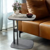 Wisfor Luxury C Table End Table Saddle Leather Top with Metal Leg, Couch Tables C Shaped Side Table for Bedroom Living Room