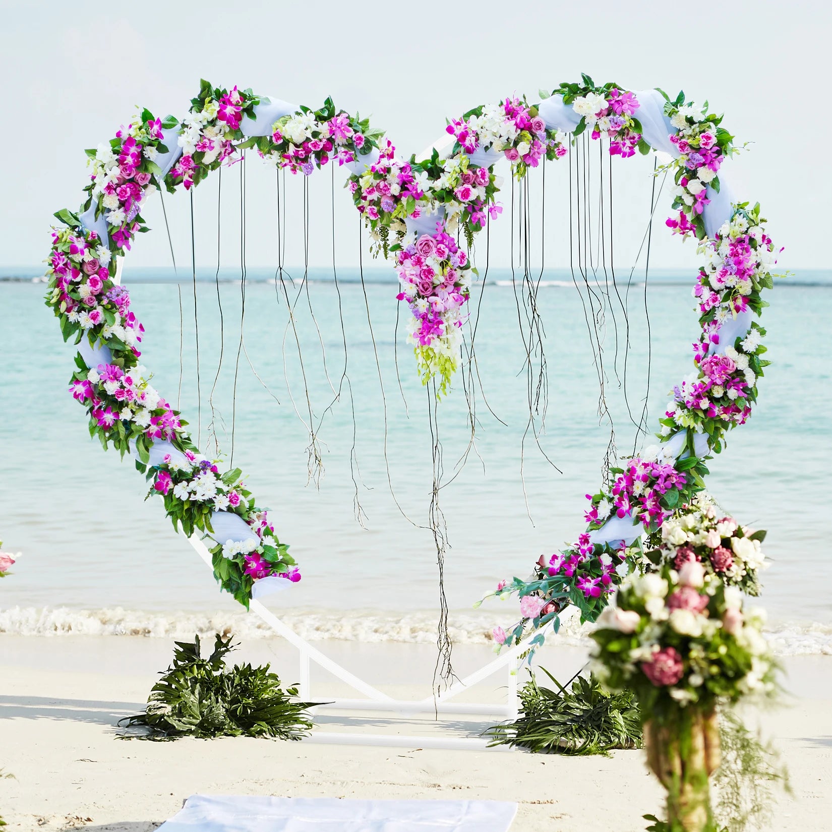 Heart Shaped White Metal Balloon Arch Stand Frame Display Kit，Love Balloon Arch Frame for Proposal, Wedding, Valentine’s Day