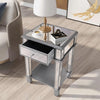 Heavy Duty Mirrored Nightstands Modern Bedside Table 1 Drawer Glass Side End Table Silver Dresser for Bedroom