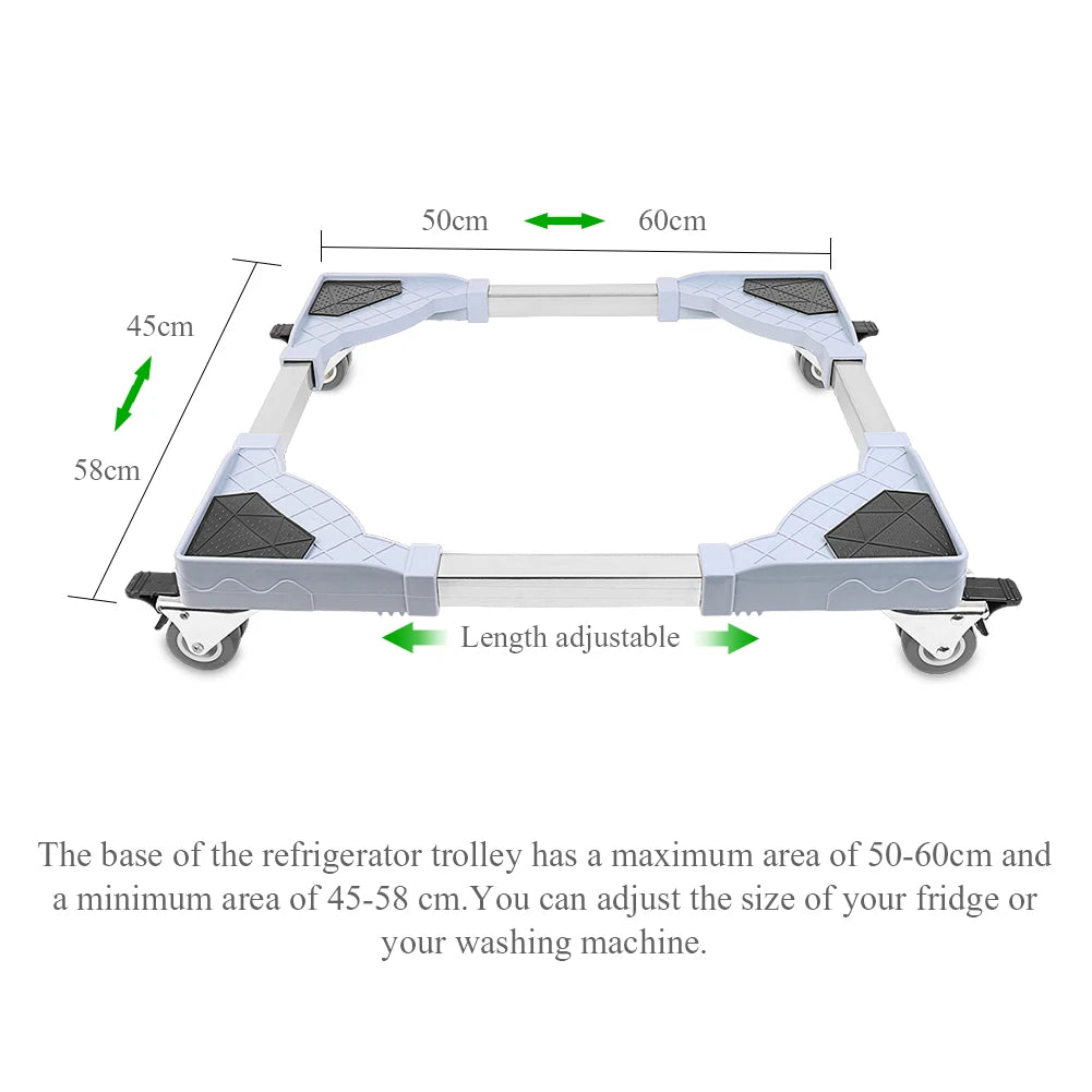 Movable Refrigerator Roller Tray Washing Machine Pedestal Mobile Base Stand with Locking Wheels for Tumble Dryers, Cookers