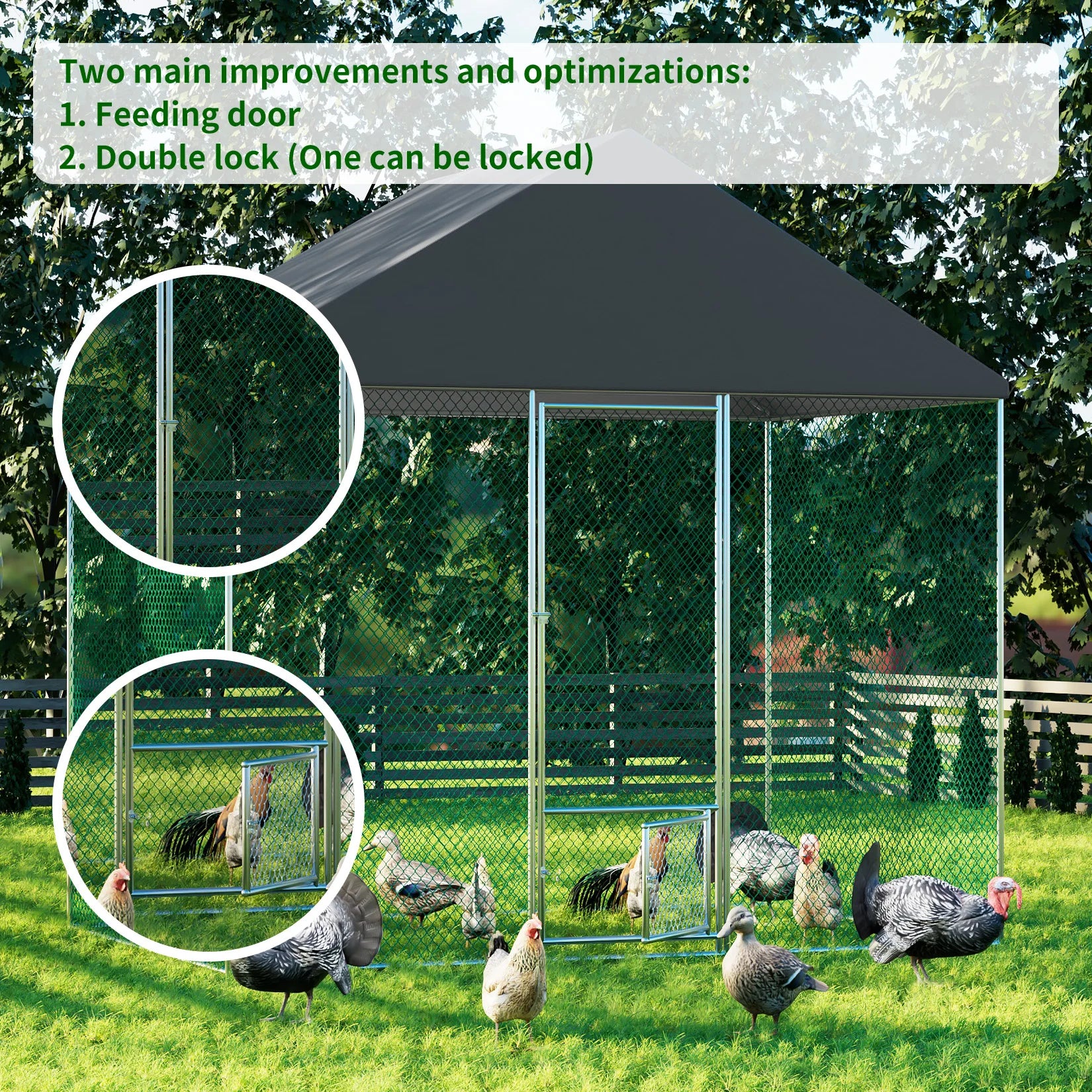 Poultry Chicken Coop Hen House Hutch Backyard Run Nesting Box Outdoor Cage