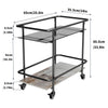 Rolling Bar Cart 2-Tier Luxury Modern Serving Cart on Lockable Wheels, Mobile Home Coffee Station Metal Frame Tempered Glass