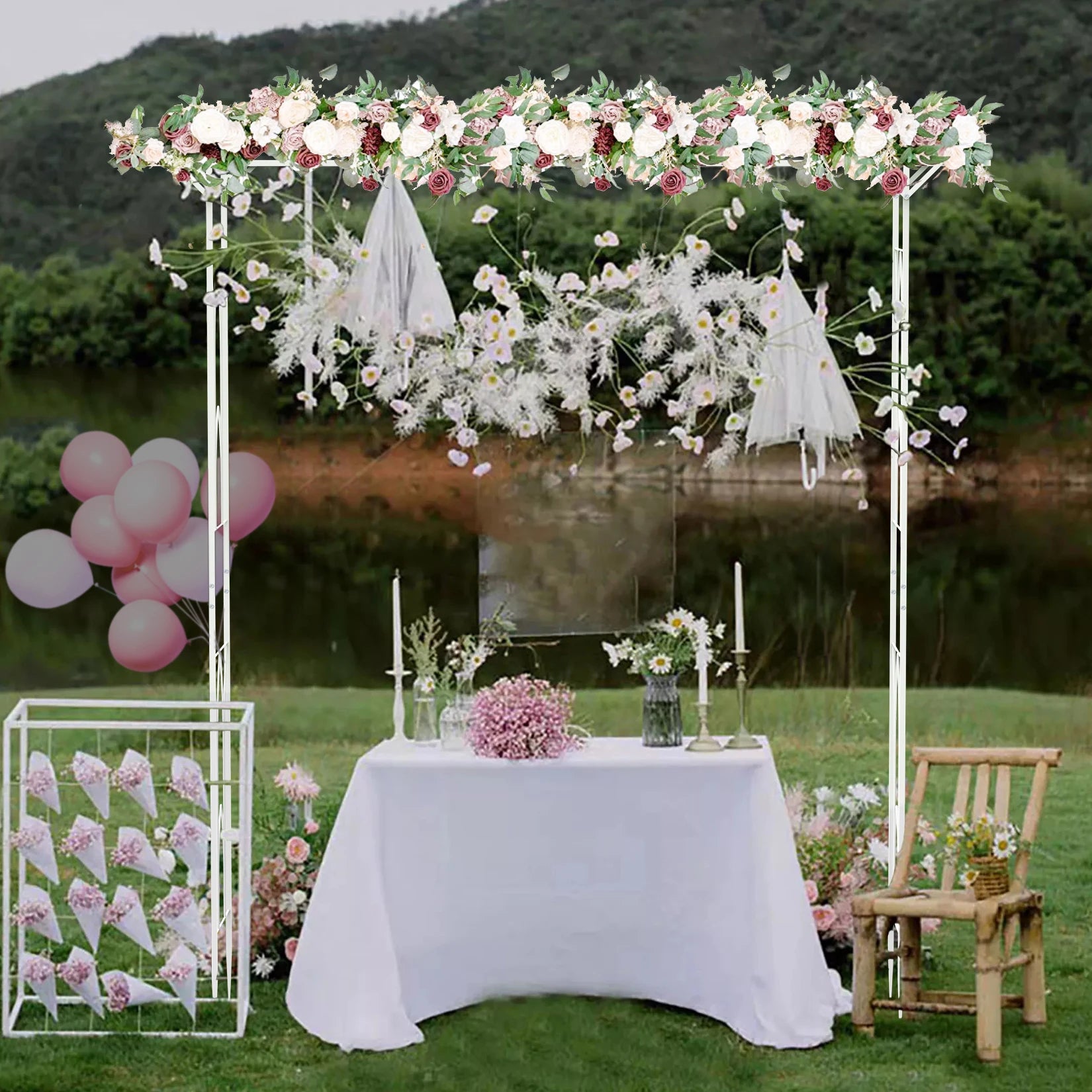 Pergola Square Metal Wreath Arch Backdrop Stand Wedding Events Outdoors Wedding Metal Backdrop Stand