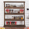 Wood Spice Rack Wall Mount, Wooden Spice Rack Holder, Seasoning Rack, Countertop or Wall Mount Tiered Door Spice Rack