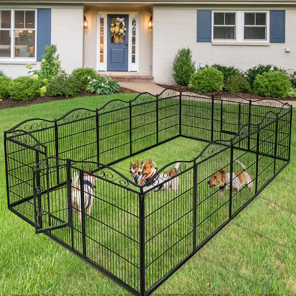 Dog Playpen, 8 Panels Playpen 32 Inch Height in Heavy Duty, Folding Indoor Outdoor Anti-Rust Dog Exercise Fence Portable