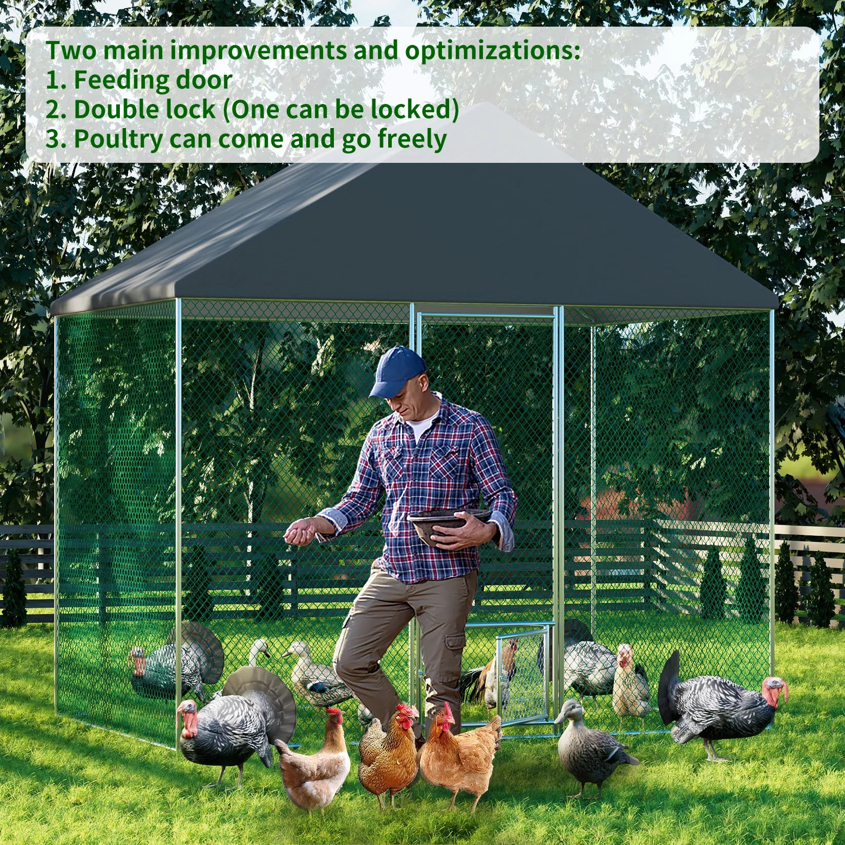 Poultry Chicken Coop Hen House Hutch Backyard Run Nesting Box Outdoor Cage