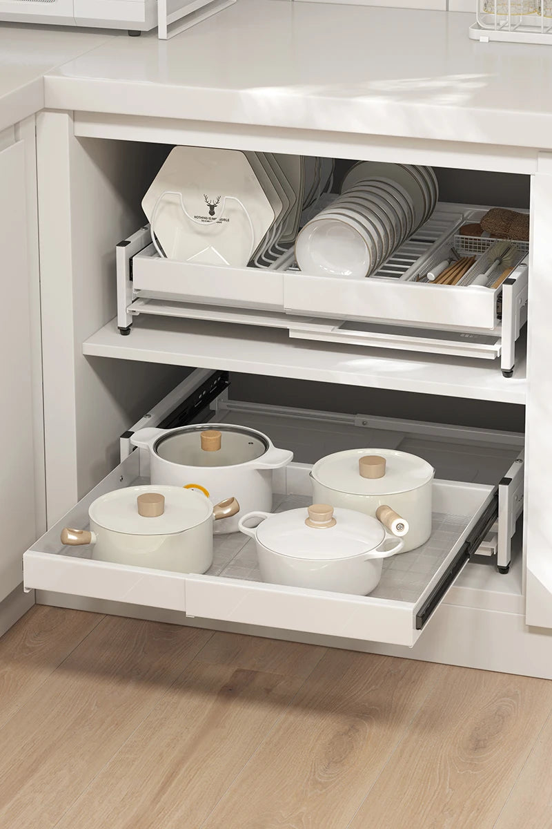 Pull out Cabinet Organizer, Expandable(13"-22.8") under sink organizer Heavy Duty Slide out Drawers for Pots and Pans