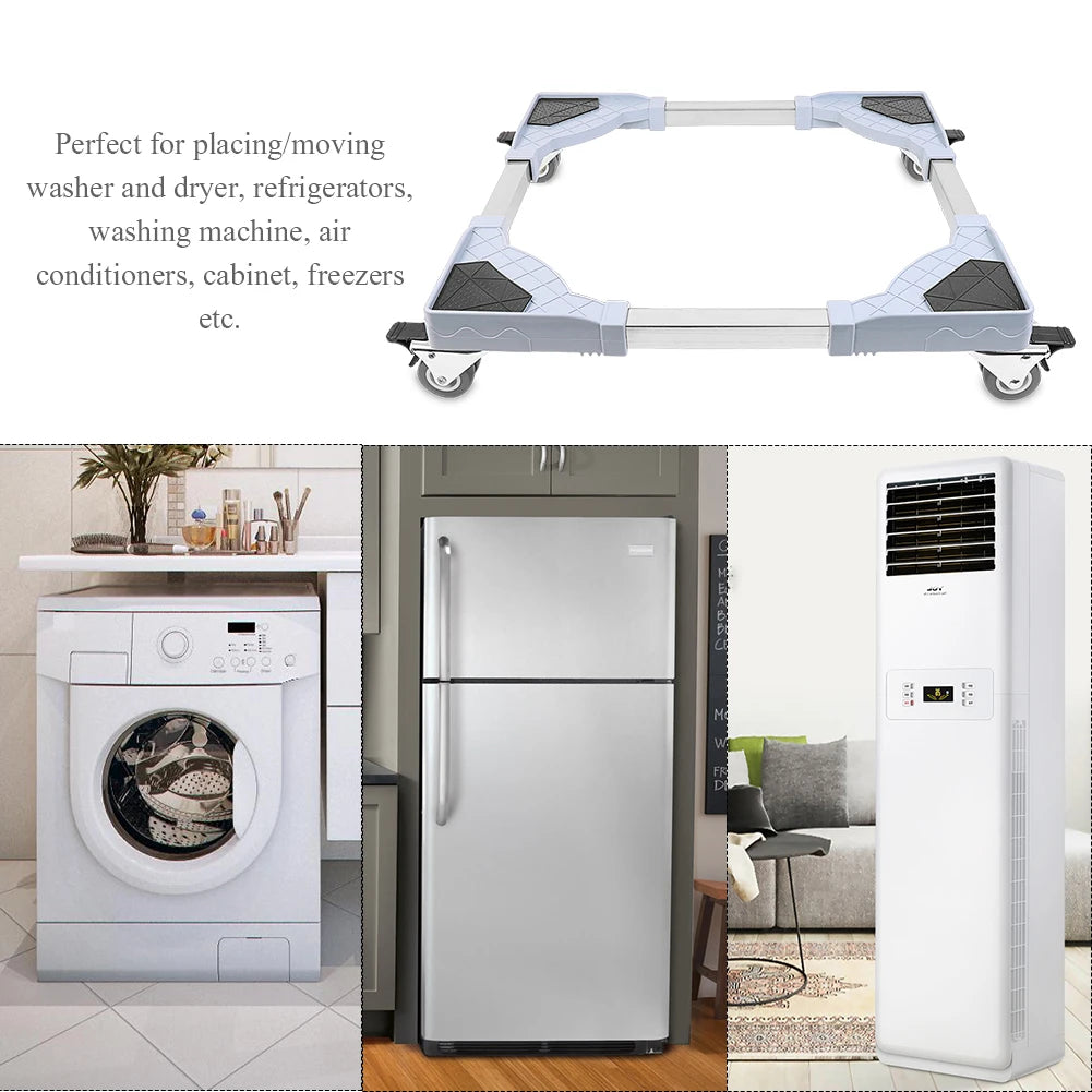 Movable Refrigerator Roller Tray Washing Machine Pedestal Mobile Base Stand with Locking Wheels for Tumble Dryers, Cookers