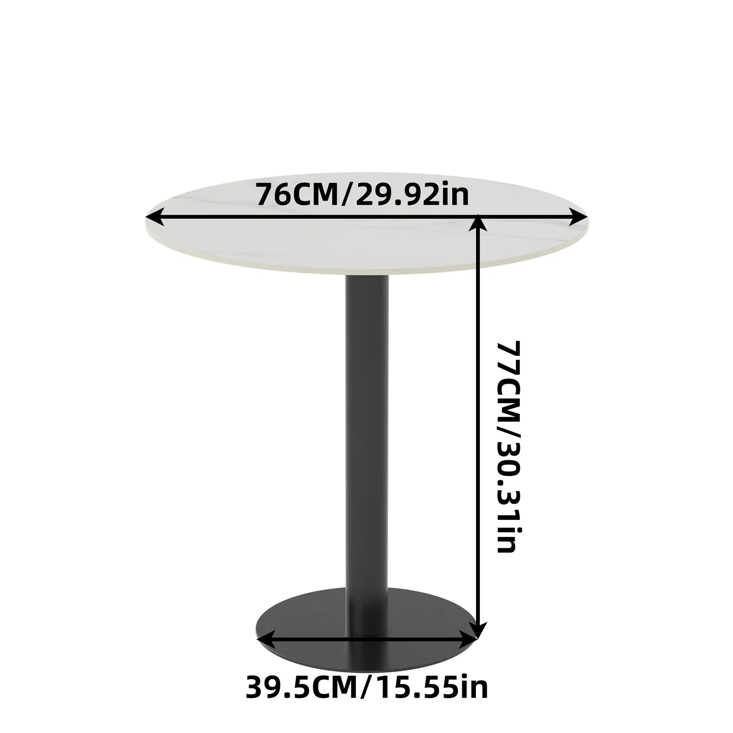 Round White Dining Table Modern Kitchen Marble Table 30" with Metal Base Mid-Century Leisure Table for 2 to 4  Person