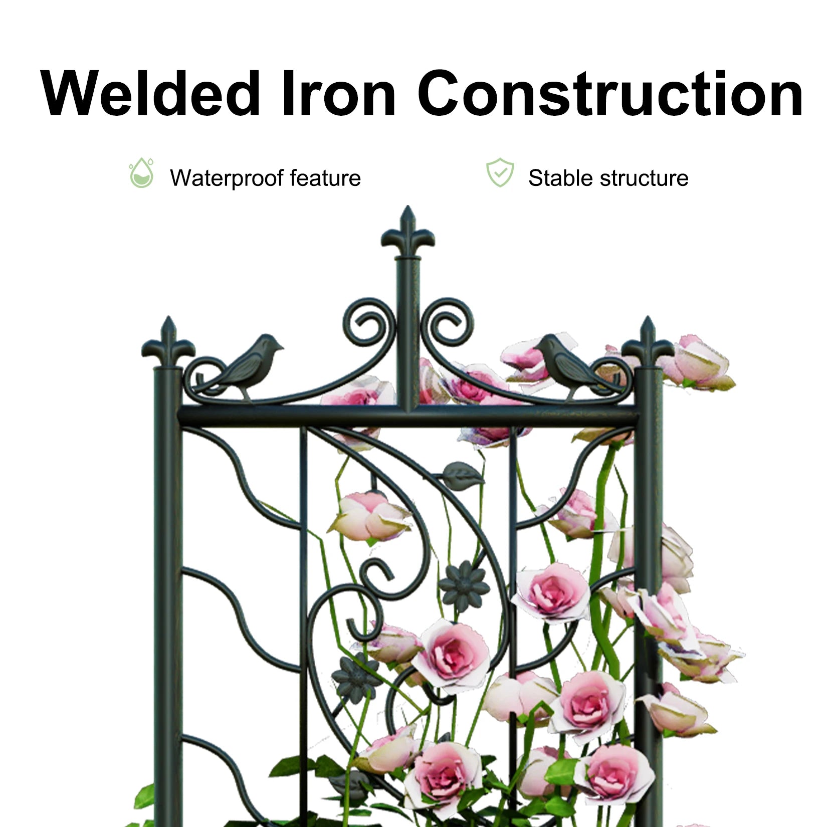 71 " Garden Trellis Decorative Outdoor Tall Metal Fence Black Lattice Panel Yard Corner Décor for Climbing Plant Flower