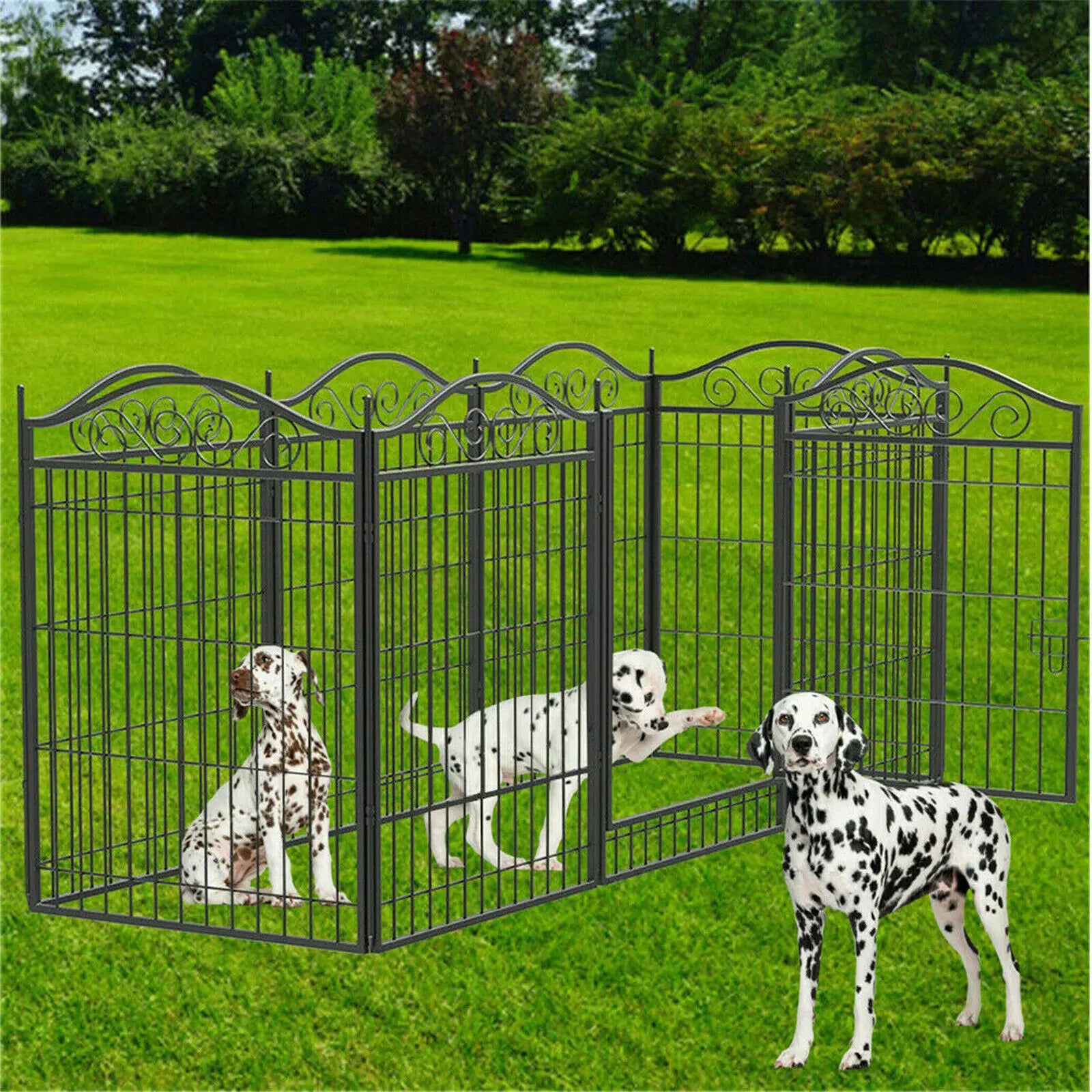 Dog Playpen, 8 Panels Playpen 32 Inch Height in Heavy Duty, Folding Indoor Outdoor Anti-Rust Dog Exercise Fence Portable