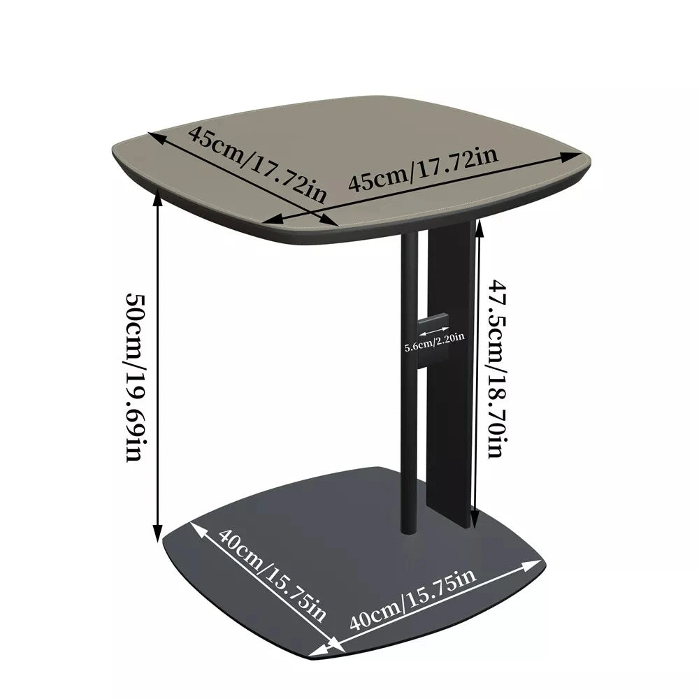 Wisfor Luxury C Table End Table Saddle Leather Top with Metal Leg, Couch Tables C Shaped Side Table for Bedroom Living Room