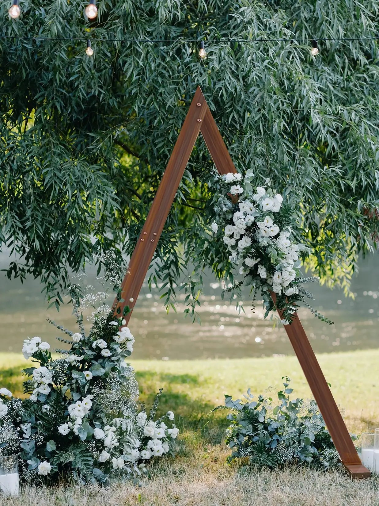 Triangle Arch Wooden Arch for Wedding Ceremony, Wooden Arch Decor Rustic Wedding Arch Decorations for Garden Wedding, Parties