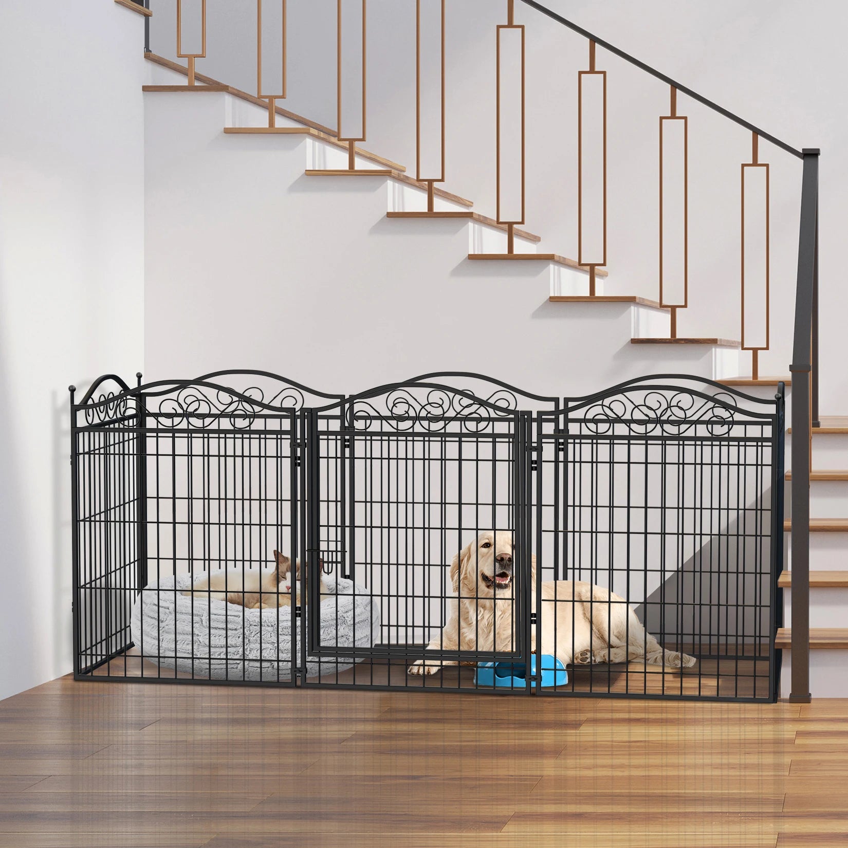 Dog Playpen, 8 Panels Playpen 32 Inch Height in Heavy Duty, Folding Indoor Outdoor Anti-Rust Dog Exercise Fence Portable