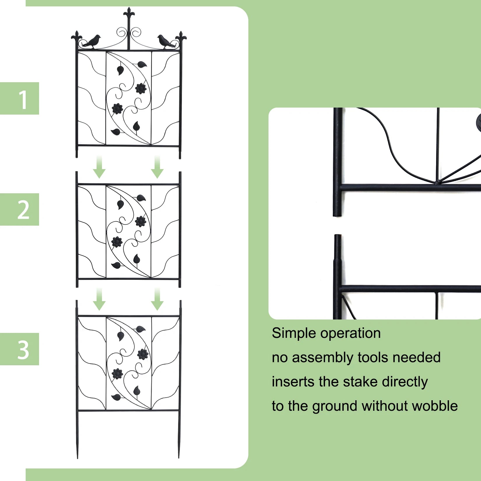71 " Garden Trellis Decorative Outdoor Tall Metal Fence Black Lattice Panel Yard Corner Décor for Climbing Plant Flower