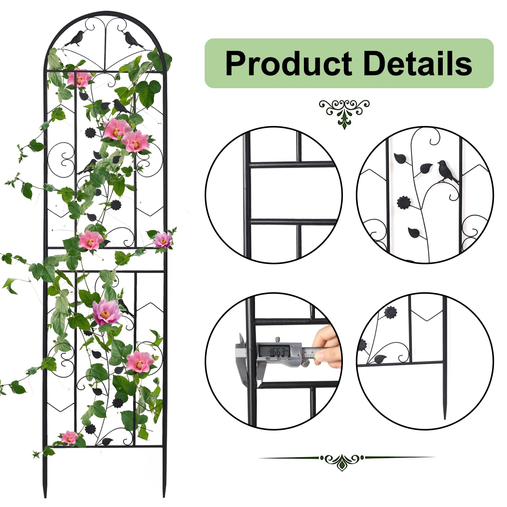 Large Metal Garden Trellises for Climbing Plants - 82.7 Inch Tall & 2 Pack - Metal Fence Trellis Gardening Vines Plant Support