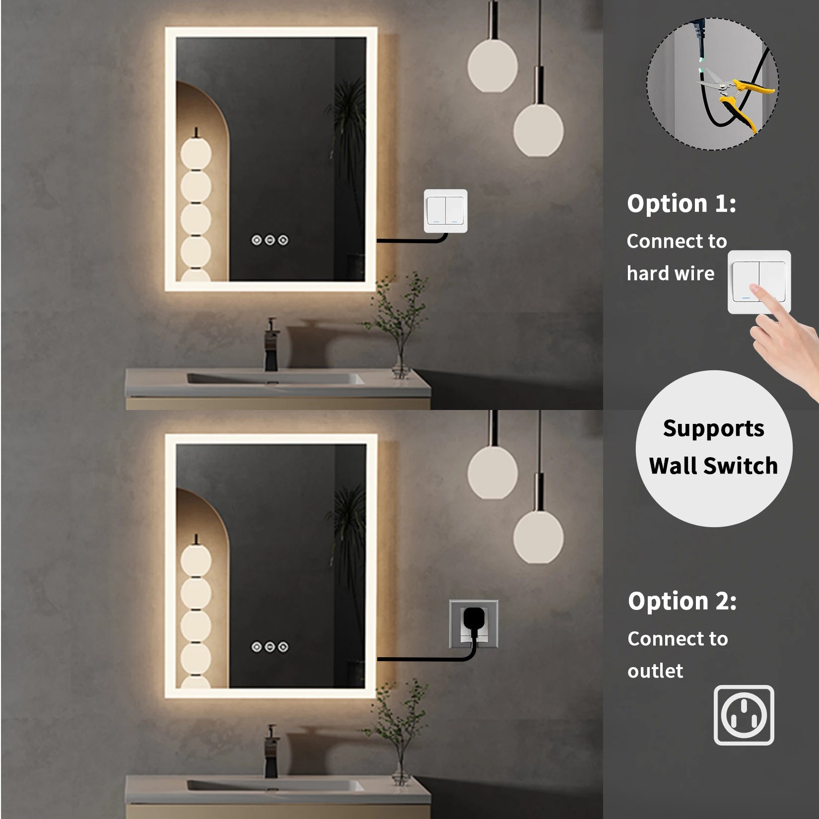 16x20 inch LED Bathroom Mirror with Anti-Fog & Smart Touch - Wall Mounted Vanity Mirror, Memory Function