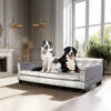 Large Dog Sofa Bed Deluxe Tufted Elevated Jumbo Dog Couch Bed Made Velvet - Pet Giant Snuggle Sofa Lounger Memory Foam