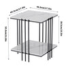 2-Tier Marble Side Table - Modern Coffee Table with Black Metal Frame for Living Room