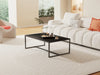 Sintered Stone Coffee Table: Grey Sofa Center Table with Black Metal Frame - Rectangular Furniture Decor Table for Living Room