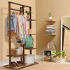 3-in-1 Bamboo Hall Tree, Clothes Rack with Shelves & Shoe Bench, Heavy Duty Clothes Organizer with hanging Rod