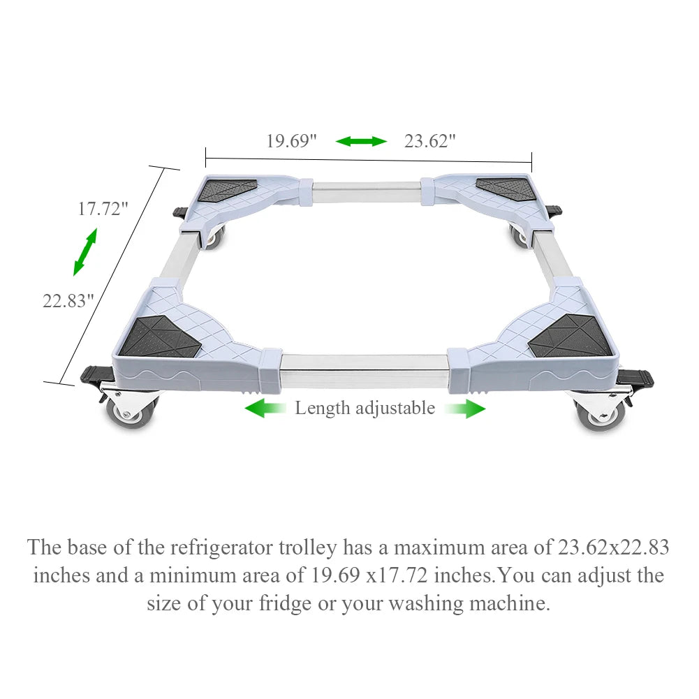 Movable Refrigerator Roller Tray Washing Machine Pedestal Mobile Base Stand with Locking Wheels for Tumble Dryers, Cookers