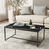 Sintered Stone Coffee Table: Grey Sofa Center Table with Black Metal Frame - Rectangular Furniture Decor Table for Living Room