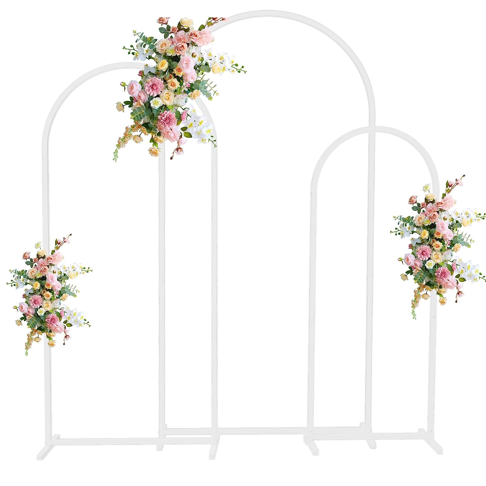 Set of 3 Metal Wedding Arch, Balloon Arch Backdrop Arch Stand for Wedding, Bridal, Garden, Yard, Indoor Outdoor Party Decoration