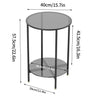 2-Tier Round Glass Coffee Table - Modern Sofa Side Table with Metal Frame for Living Room