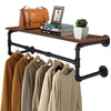 Industrial Pipe Clothing Rack Wall Mounted Wood Shelf Pipe Shelving Floating Shelves Retail Garment Rack Display Racks