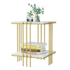 Tea Table End Table For Office Coffee Table Square Marble Top Gold Legs Magazine Shelf Small Desk Bedroom Living Room Furniture