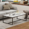 Sintered Stone Coffee Table: Grey Sofa Center Table with Black Metal Frame - Rectangular Furniture Decor Table for Living Room