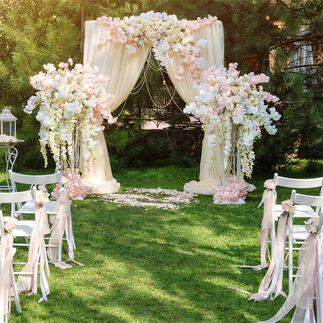 10x10 ft Wooden Garden Wedding Arch - Ceremony Backdrop & Flower Stand for Parties & Bridal Showers