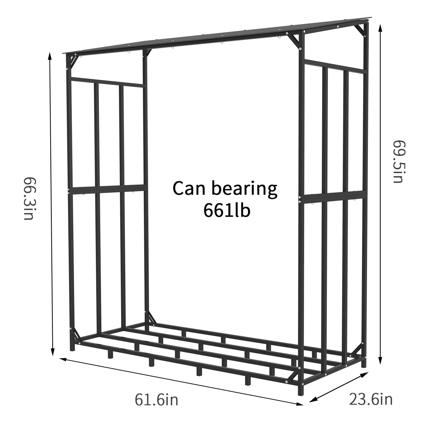 Extra Large Tall Outdoor Firewood Rack with Cover Heavy Duty Square Strong Stand Rack with Waterproof Cover for Fireplace Garden