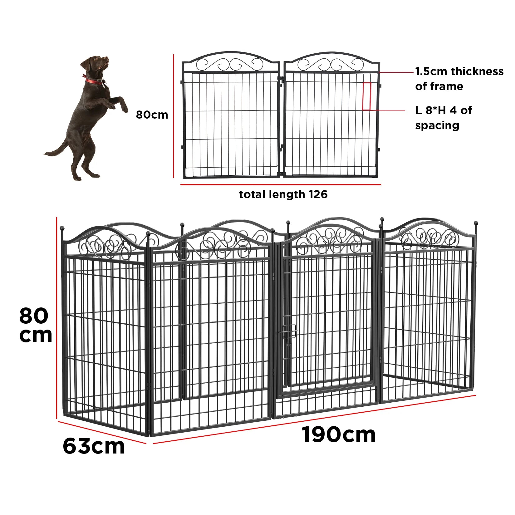 Dog Playpen, 8 Panels Playpen 32 Inch Height in Heavy Duty, Folding Indoor Outdoor Anti-Rust Dog Exercise Fence Portable