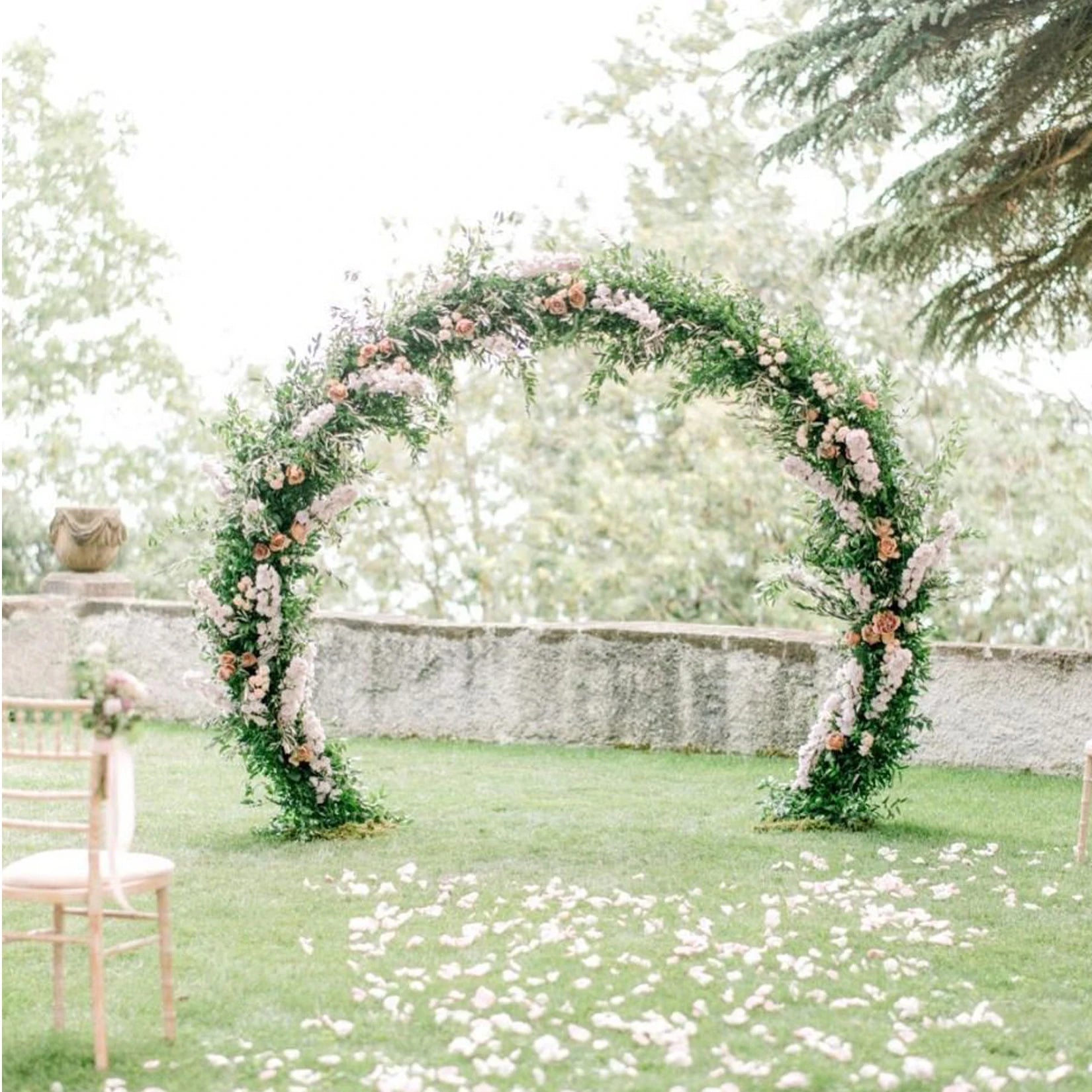 Large Round Arch Backdrop Stand Metal Wrought Iron Circle Wedding Arch Background Decorative Frame Balloon Flower Arch Metal