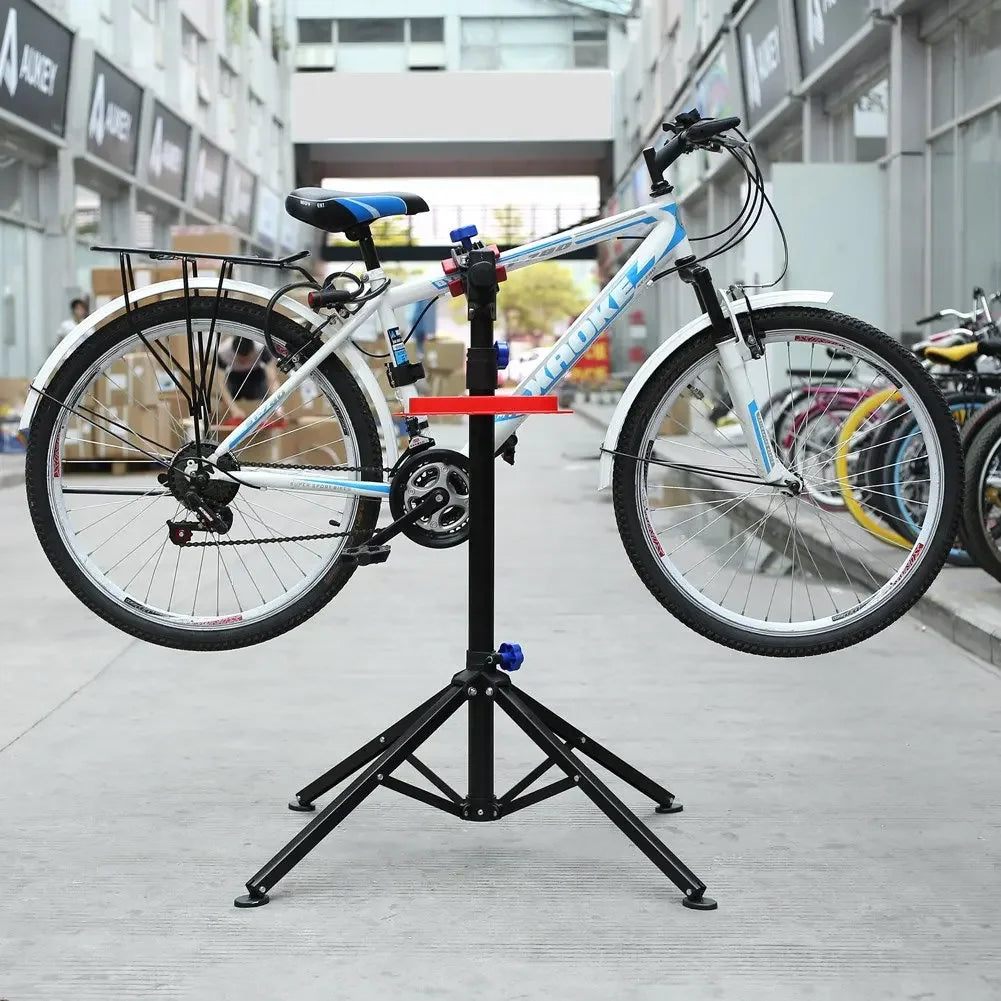 Mechanic Bicycle Repair Workshop Stand Foldable Maintenance Cycle Rack w/Tool Tray Height Adjustble Extensible Bike Repair Rack